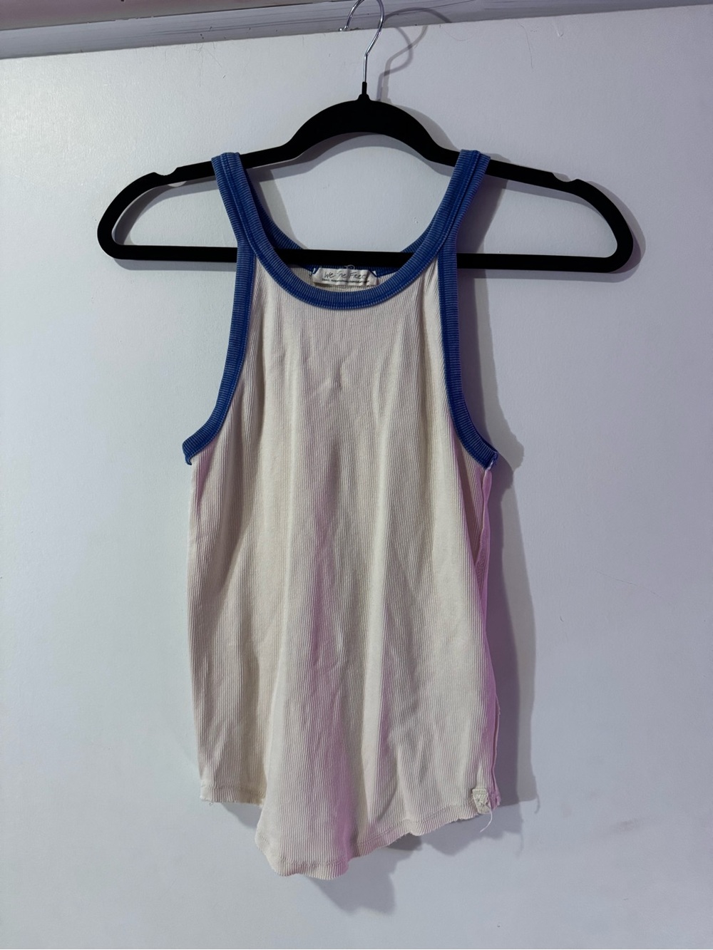 Free People We The Free White & Blue Ringer Tank Top - Women